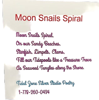 Moon Snails Spiral poetry by island artisan jeweller Laura Dutheil.