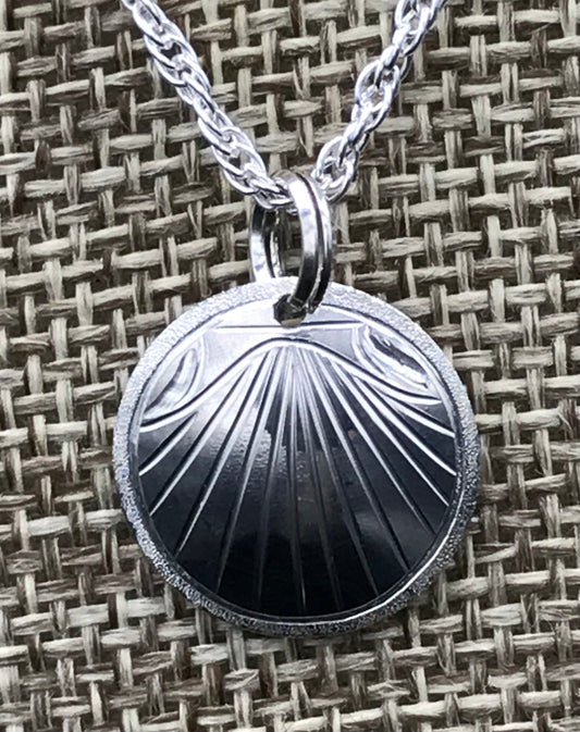 Scallop Shell  Sterling Silver Round Pendant