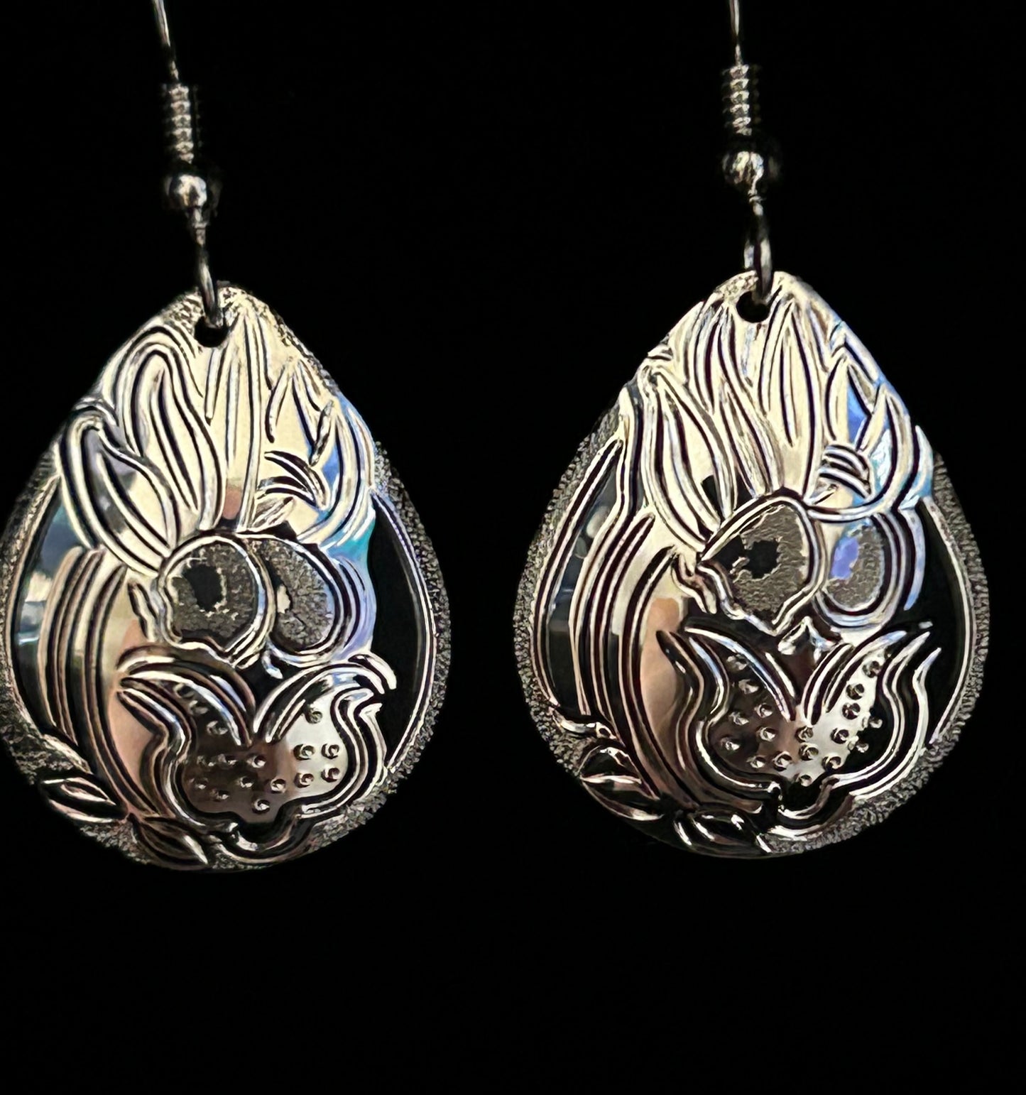 Lady Slippers Sterling Silver Large  Drop Earrings