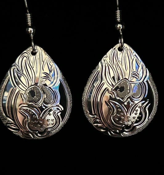 Lady Slippers Sterling Silver Large  Drop Earrings