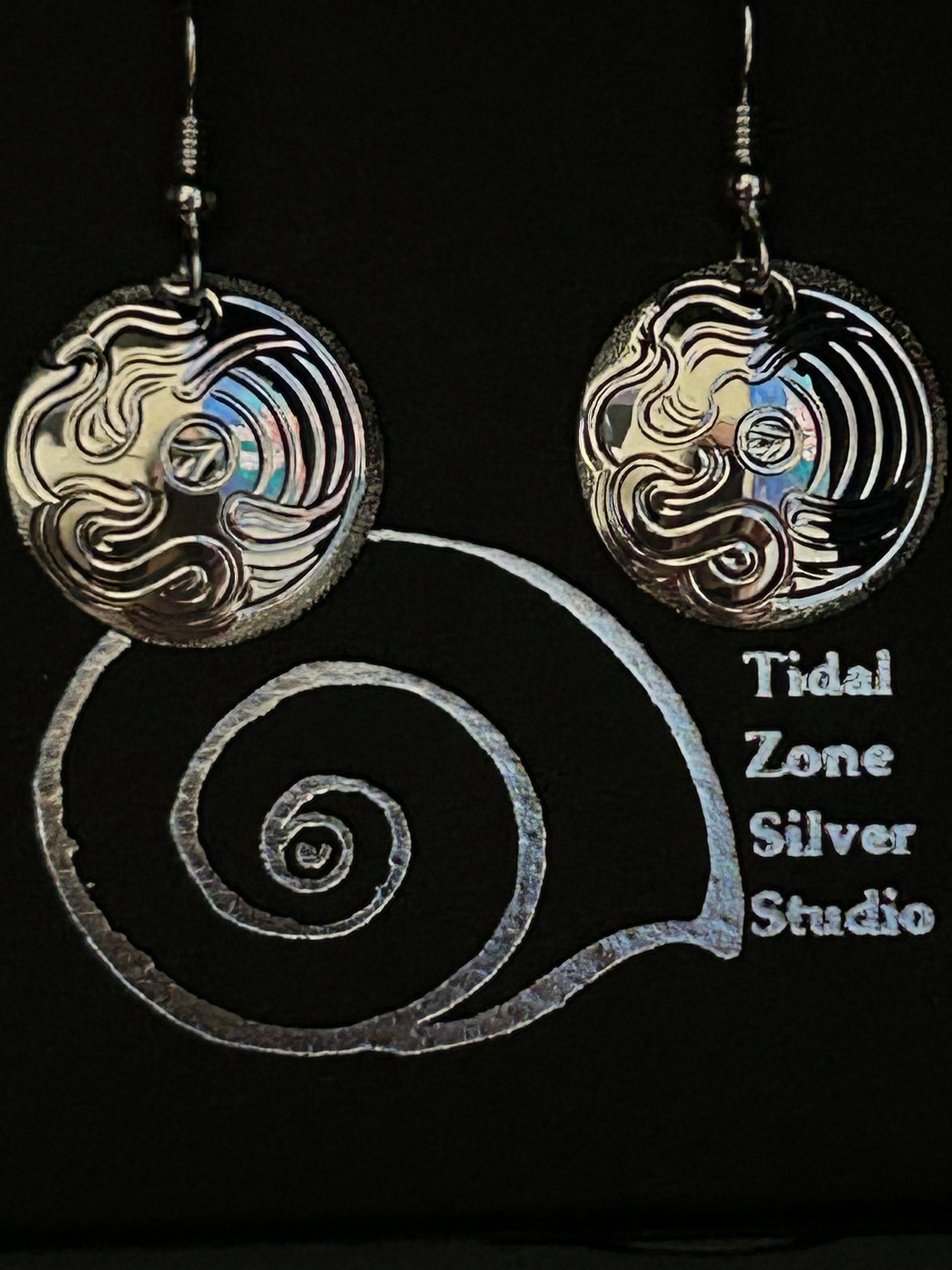 Octopus sterling silver round earrings