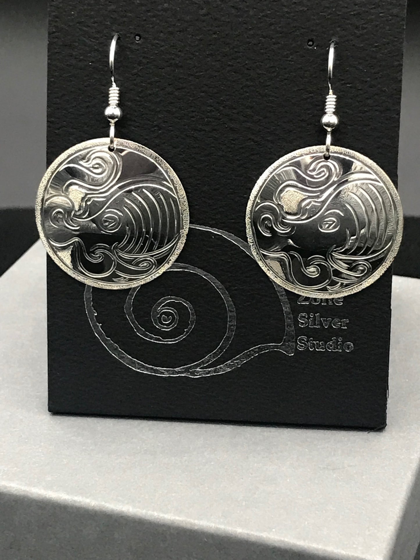 Octopus sterling silver round earrings